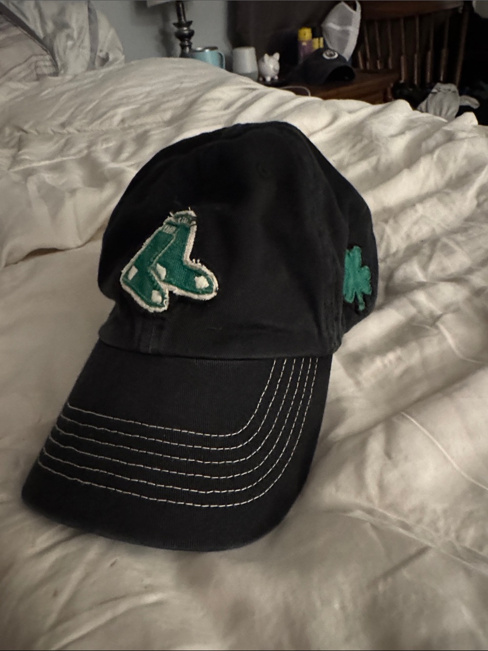 Red Sox Irish Baseball Cap with Green Embroidered logo.